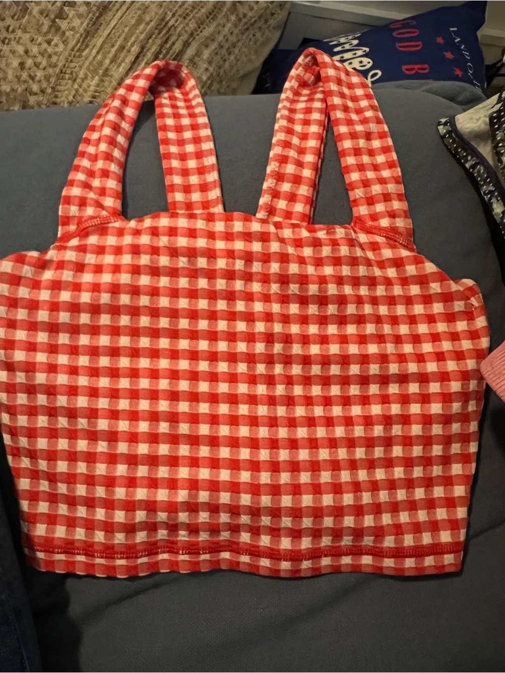 OFFLINE BY AERIE Red Gingham Sports Bra S